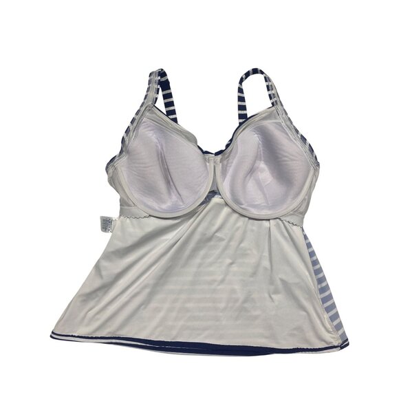 Lands End Tankini Top Womens  Size 20W  Blue &‎ White Striped Built-In Underwire - Picture 5 of 11